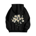 thumbnail image 5 of PiGOGI Women's Fashion Hooded Sweatshirt Long Sleeve Printed Loose Fit Pullover Top Casual Wear Black XL, 5 of 5