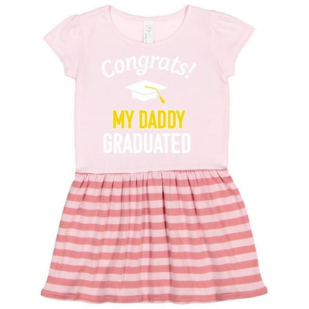 

Inktastic Congrats! My Daddy Graduated with cap Gift Toddler Girl Dress