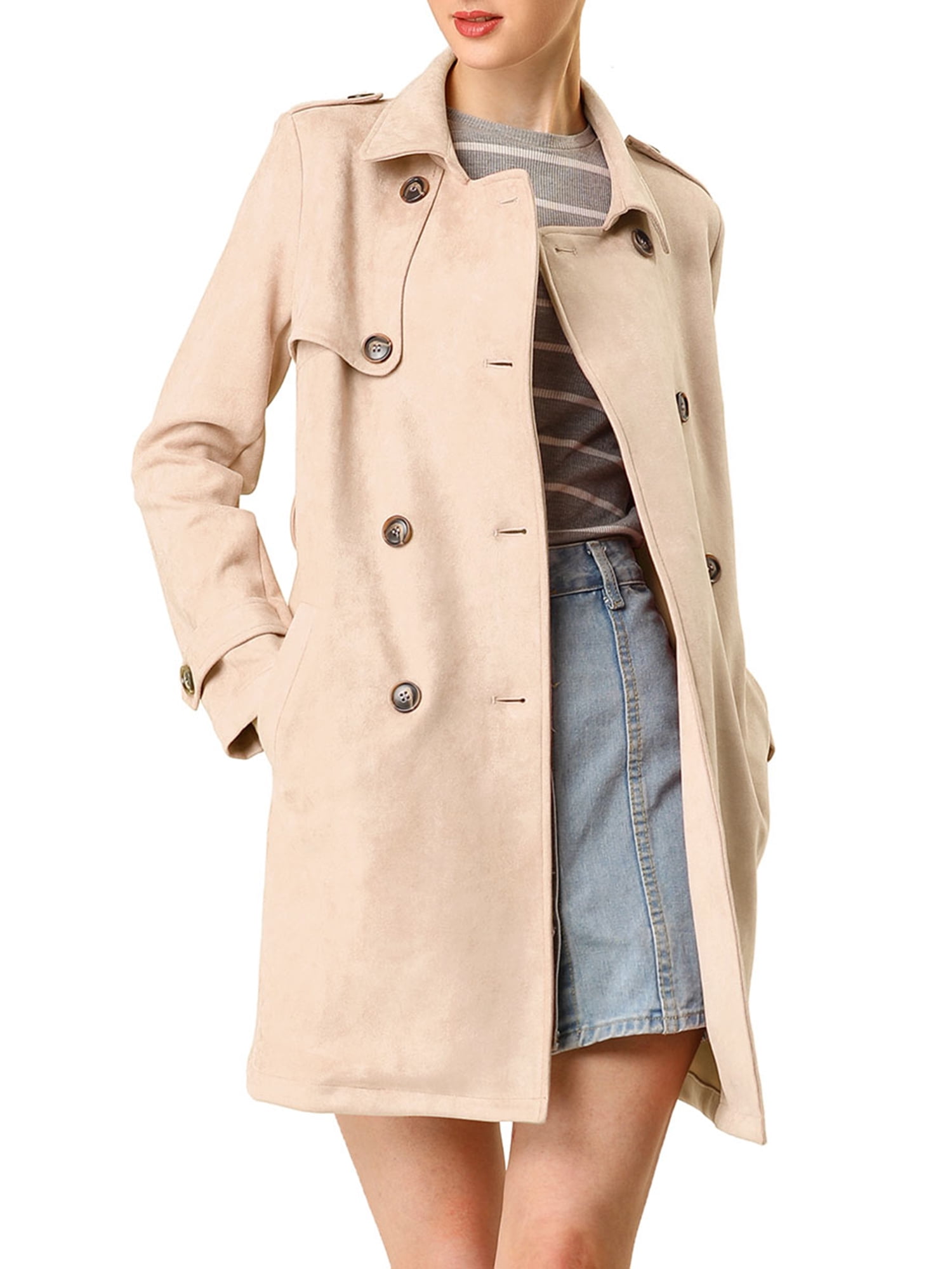 Allegra K Women's Notched Lapel Double 