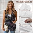 thumbnail image 5 of Psesaysky Women's Waistcoat White Music Notes Print Sleeveless Button Down V-Neck Suit Vests with Pockets Casual Work Office Outerwear, Size M, 5 of 6