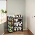 thumbnail image 5 of 4 Tier Kitchen Storage Rack with Wheels, Adjustable Metal Shelving Unit Utility Cart with Steel Mesh Baskets for Pantry Laundry Bathroom, Black, 5 of 6