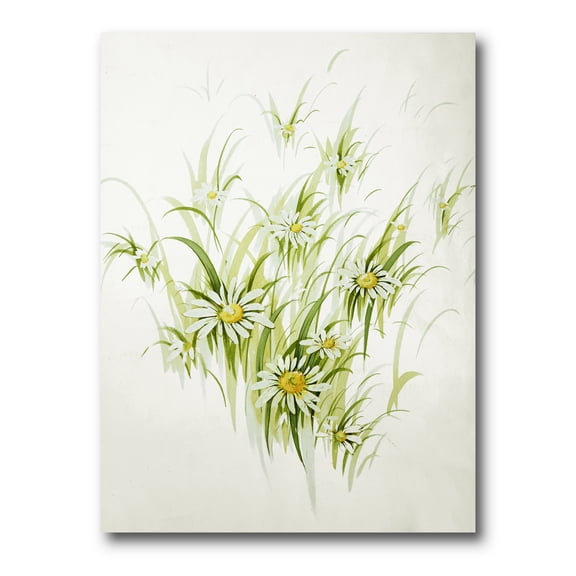 Abstract Retro Drawing of Flowers I 12 in x 8 in Painting Canvas Art Print, by Designart