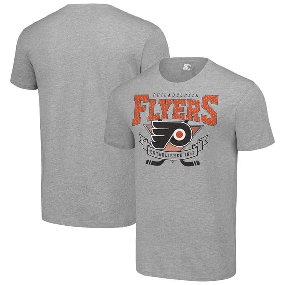 Men's Starter Heather Gray Philadelphia Flyers Team Logo Graphic T-Shirt