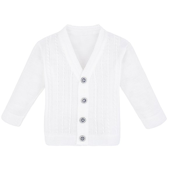 Lilax Baby Boy Cable-Knit Basic Knit Cardigan Sweater 12-18 Months White