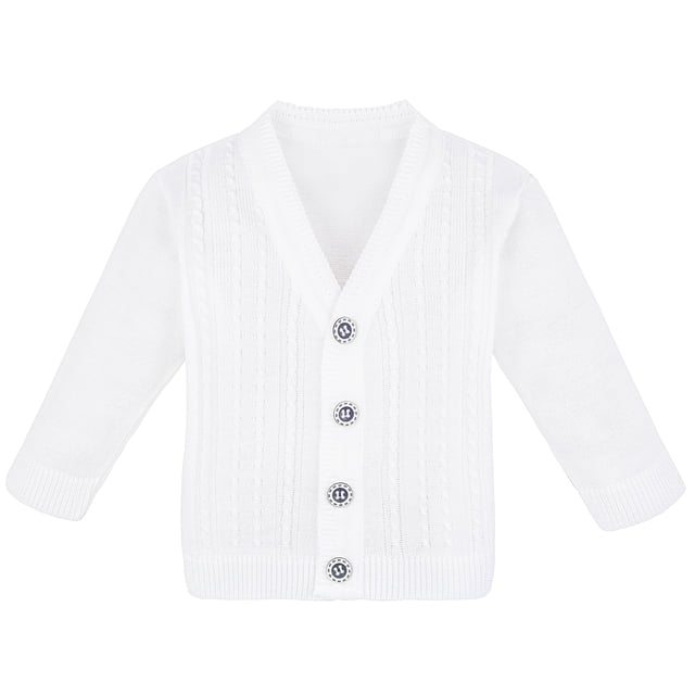 Lilax Baby Boy Cable-Knit Basic Knit Cardigan Sweater 12-18 Months White