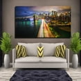 thumbnail image 2 of Manhattan Bridge Wall Art City Skyline Picture Canvas Art Downtown Night Framed Painting Wall Decor For Home Office Bedroom Livingroom Ready to Hang, 2 of 6