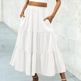 thumbnail image 2 of Landzoo Women S Summer Boho Elastic Waist Pleated A Line Flowy Swing Tiered Long Beach Skirt Dress With Pockets Comfortable Casual Women's Skirt, 2 of 4