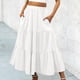 thumbnail image 2 of Falda boho de verano con cintura elástica y pliegues en línea A para mujer: falda de playa fluida con bolsillos, poliéster ligero para primavera/verano/otoño., 2 of 4