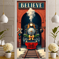 thumbnail image 3 of Colorful Design Holiday Banner Christmas Decoration Train Scene Decor Celebration Backdrop Believe Sign for Holiday Party Indoor Festive Gathering, 3 of 9