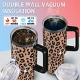 thumbnail image 3 of 40 oz Tumbler with Handle and Straw, 100% Leak-Proof Travel Mug, Stainless Steel Double Wall Vacuum Insulated Coffee Cup Keeps Cold For 24 Hours, Pink Cow Print, 3 of 5