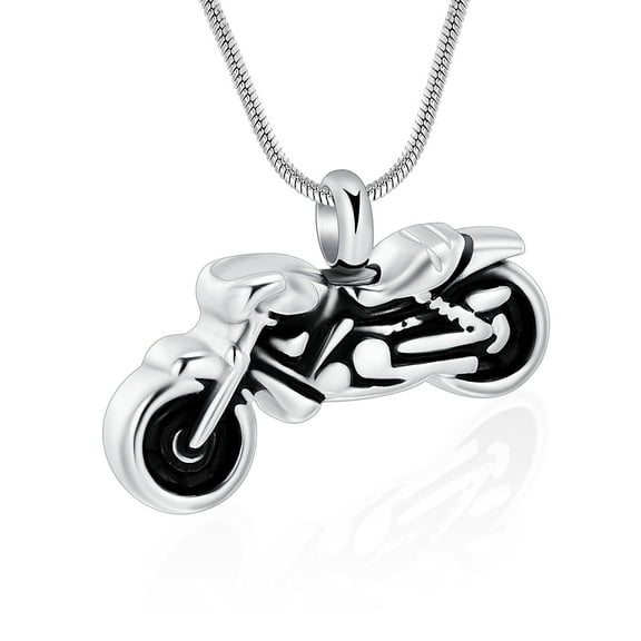 Constantlife Motorcycle Cremation Urn Necklace for Ashes Pendant Jewelry for Women Men Loved One Keepsake Memorial Jewelry