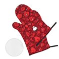 thumbnail image 2 of Oven Mitts and Pot Holders 4 Piece, Playful Red Cartoon Faces High Heat Slip Resistant Oven Mitt and Trivets Set Kitchen Oven Glove Pot Holders for Cooking Baking Grilling, 2 of 7