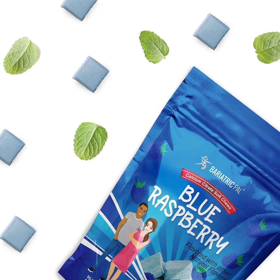 BariatricPal Sugar-Free Calcium Citrate Soft Chews 500mg with Probiotics - Blue Raspberry Size: 90ct