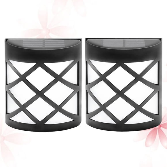 FONDOTIN 2Pcs Solar Energy LED Fence Lamp Black with High Efficiency Solar Panel