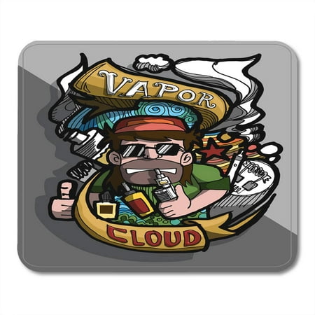 KDAGR Vape Badge Hand Drawing and Colors It's Show About E Cig in Man and Cloud of Vapor Around Him Other Way Mousepad Mouse Pad Mouse Mat 9x10