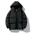 thumbnail image 2 of TFEOQRY Men's Winter Hooded Padded Coats Fashionable Thickened Thermal Solid Color Long Sleeve Heavy Coat Zipper Casual Outcoat Black, 2 of 8