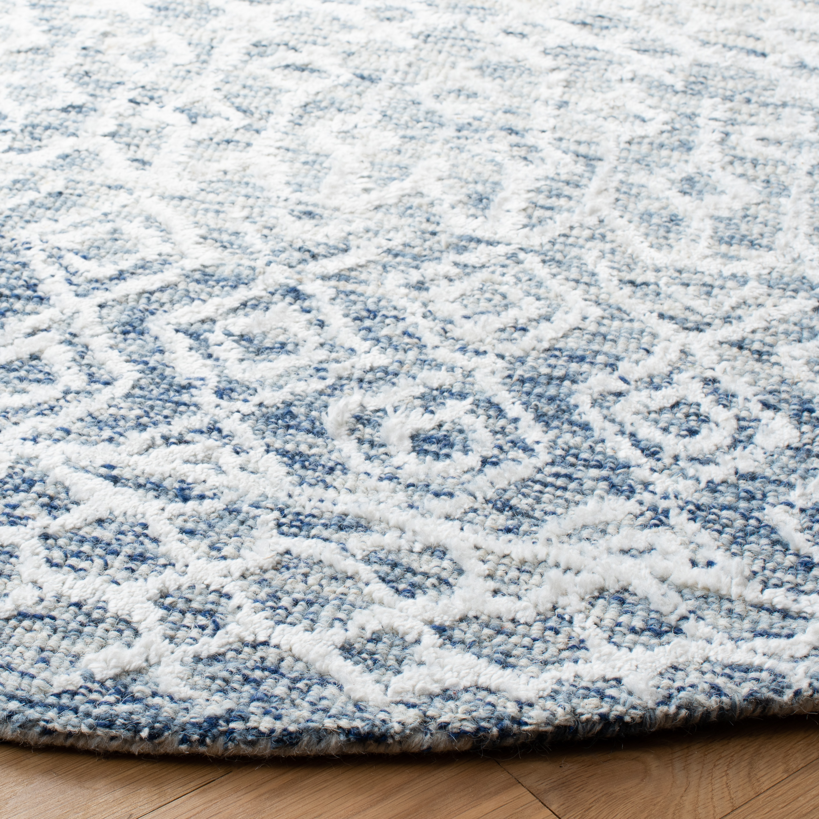 SAFAVIEH Glamour Anson Geometric Area Rug, Blue/Ivory, 6' x 6' Round
