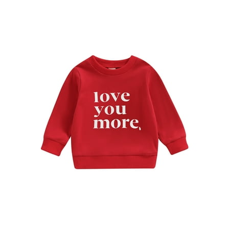 

Love You More Toddler Baby Girl Valentine s Day Outfit Crewneck Sweatshirt Long Sleeve Sweater Shirt Top Spring Clothes