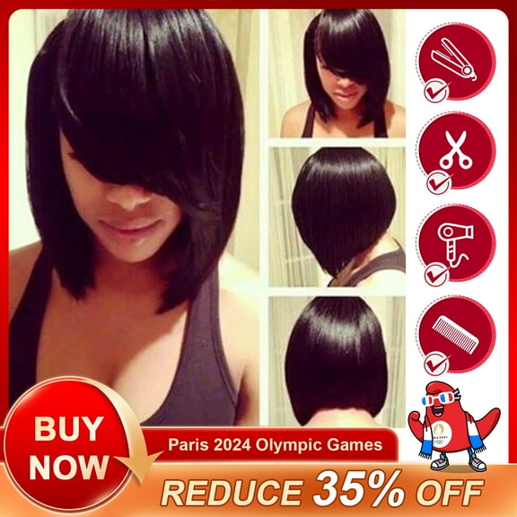 SUCS Fashion Synthetic Short Straight BoBo Black Brown Wig For Women New