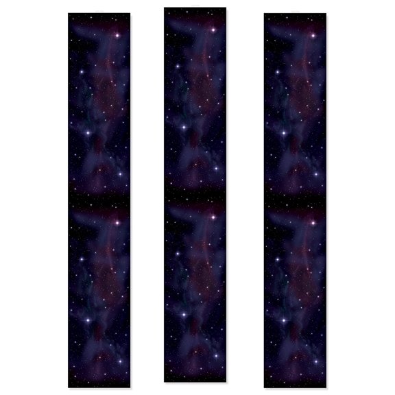 Club Pack of 12 Black and Purple Starry Night Constellation Party Panels Hanging Decorations 72