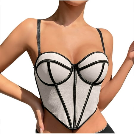 Corset Lingerie Fashion Women Style Solid Color Backless Waist Camisole Shapewear Tops White m