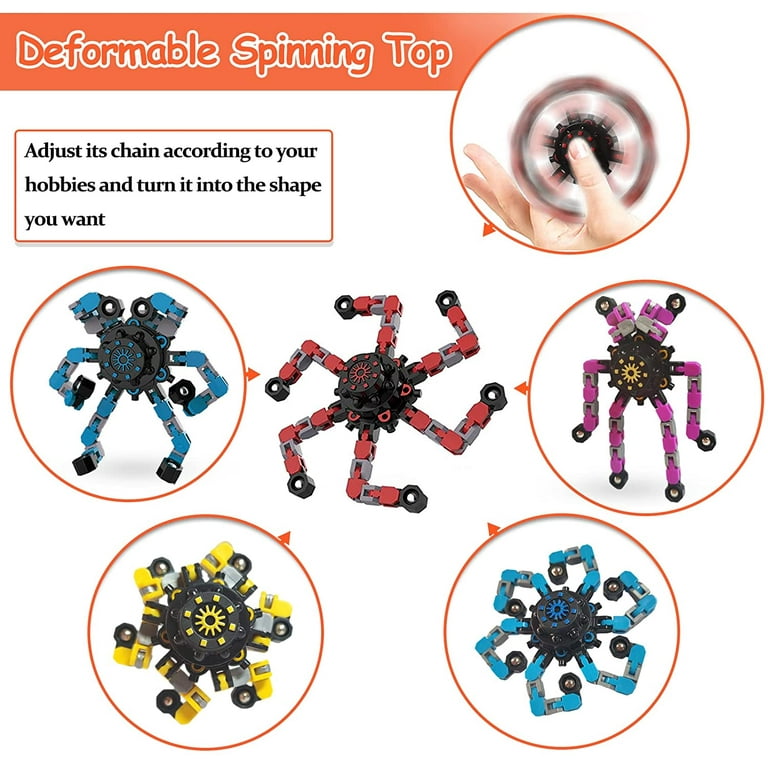 4 Packs Funny Sensory Fidget Toys, Transformable Chain Robot Finger Toy DIY  Deformation Robot Mechanical Spinners Twister Fingertip Stress Relief Gyro  Toy for Kids Adults 