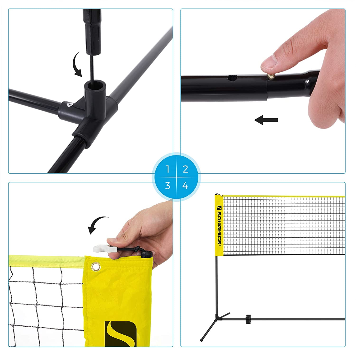 SONGMICS Combo Set, Portable Badminton, Pickleball, Nylon SONGMICS Combo Set, Portable Badminton, Pickleball, Nylon