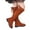 Brown, variant on Girls Suede Knee High Boots Flat Low Heel Slip On Knee Length Riding Booties Toddler Kids Pointed Toe Fall Boots Red Size 1 Big Kids