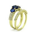 thumbnail image 4 of 14K Gold Plated Women's Oval Cut Blue Montana AAA Cz Wedding Ring Set Size 8, 4 of 5