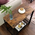 thumbnail image 3 of Side Table Narrow Small End Table with Mesh Shelf Nightstand Living Room Bedroom, Kitchen Metal Industrial Design Rustic Brown, 3 of 6