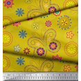 thumbnail image 2 of Soimoi Jaune Tissu Cambier Insecte & Floral Clip Art Tissu Imprimé 1 Yard 56 Inch Wide, 2 of 3
