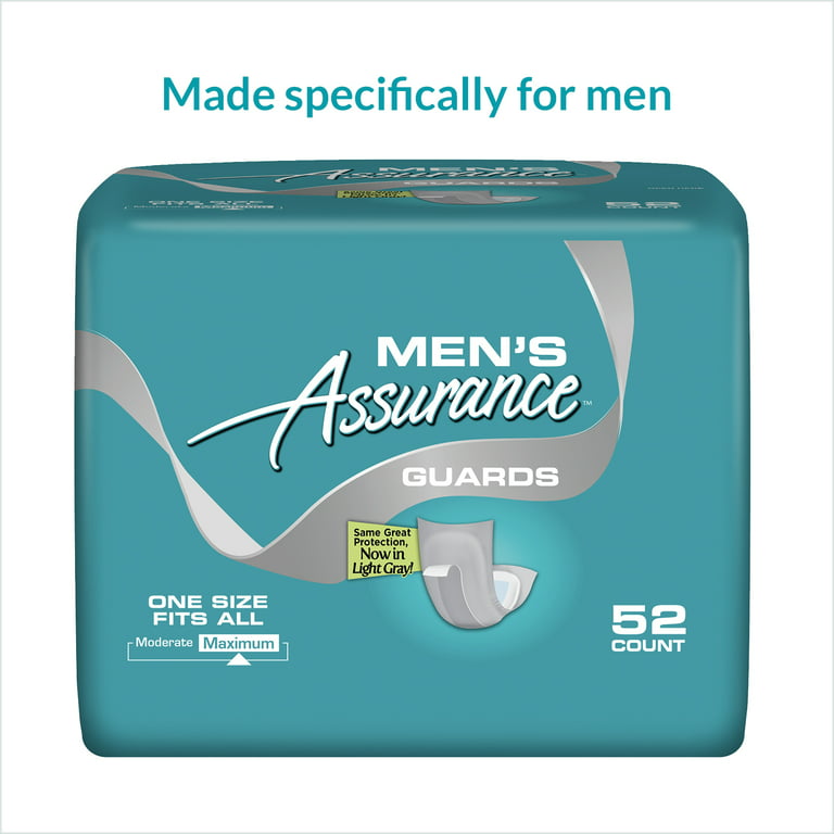 Assurance Maximum Absorbency Men's Guards, One Size Fits All, 52 count