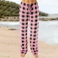 thumbnail image 2 of Bovemsi Casual Pants for Women Autumn Winter Plaid Printed Full Length Long Trousers Sports Beach Trousers with Pockets, 2 of 4