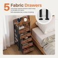thumbnail image 6 of edx 5 Fabric Drawers Nightstand with Charging Station & USB/Type-C Ports and Outlets, Variable Light Strip Bedside End Table with Adjustable Feet for Bedroom, Rust Brown, 6 of 10