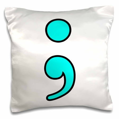 3d Rose 3drose Semicolon Aqua, Pillow Case, 16 By 16 - inch