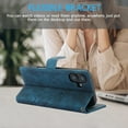thumbnail image 2 of Wallet Case for iPhone 16, PU Leather Flip Protective Phone Case Wrist Strap Card Slots Holder Pocket Embossed Stand Full Body Protection Rugged Case Cover for iPhone 16, Blue, 2 of 8