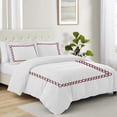thumbnail image 2 of BedDecor: Enchanted Oasis Ultra Soft Brushed 3PC-600-Thread-Count Egyptian Cotton Quatrefoil Embroidery Duvet Cover Set Twin/Twin XL Size Wine Solid, 2 of 5