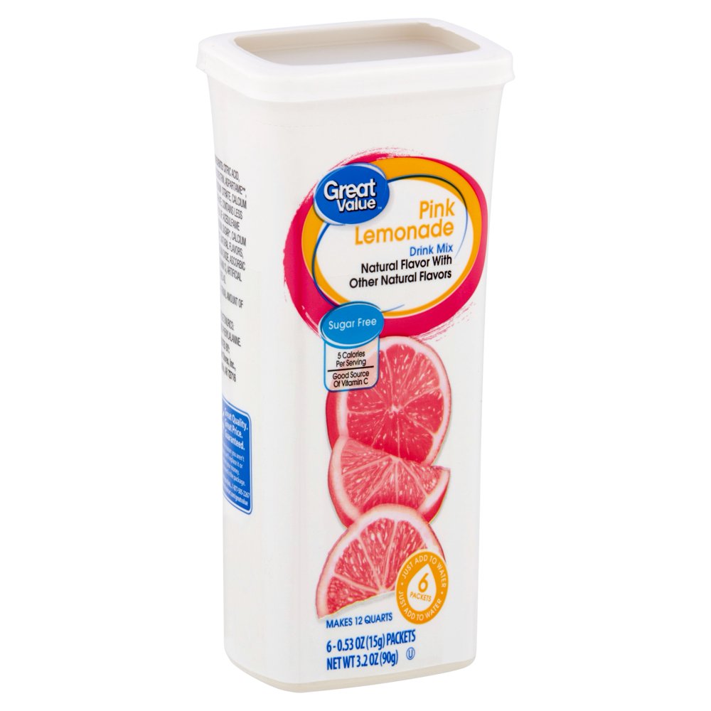 Great Value Pink Lemonade Drink Mix, 0.53 Oz, 6 Ct