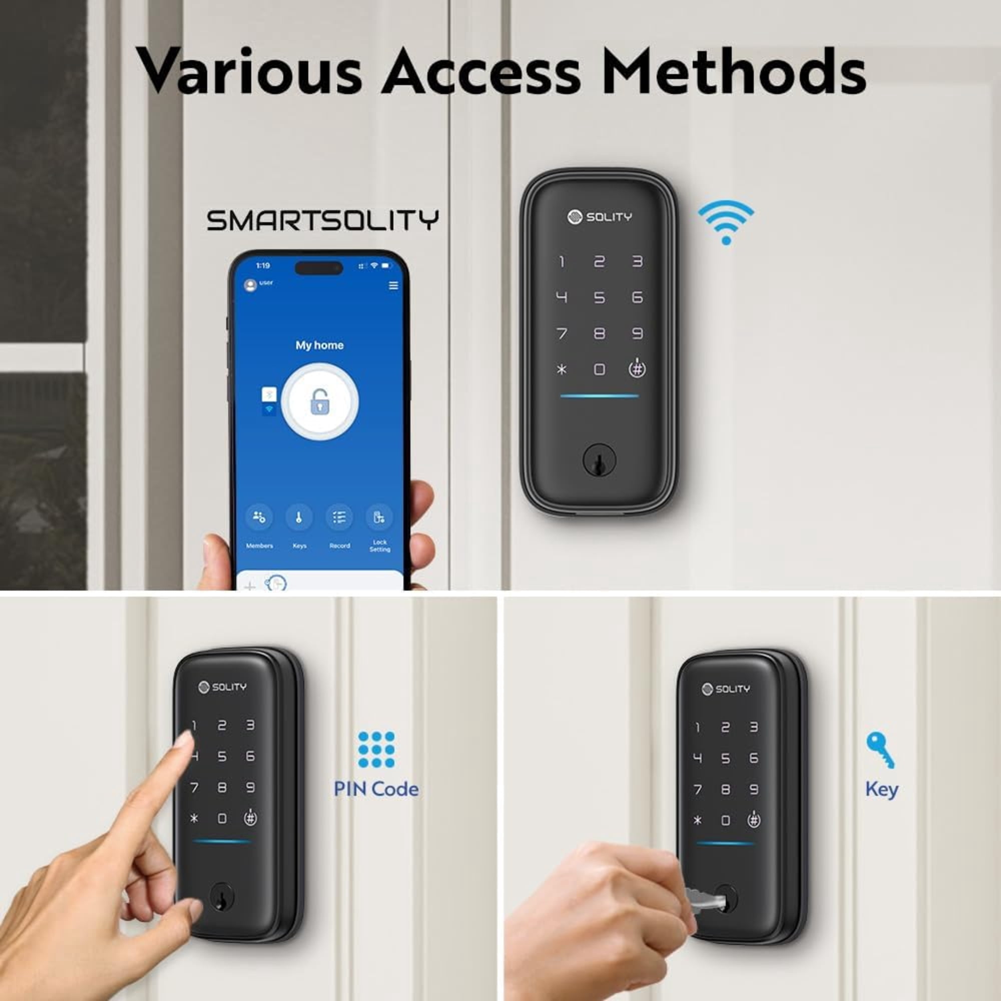 Solity GT5KBK Matte Black Smart Deadbolt Door Lock