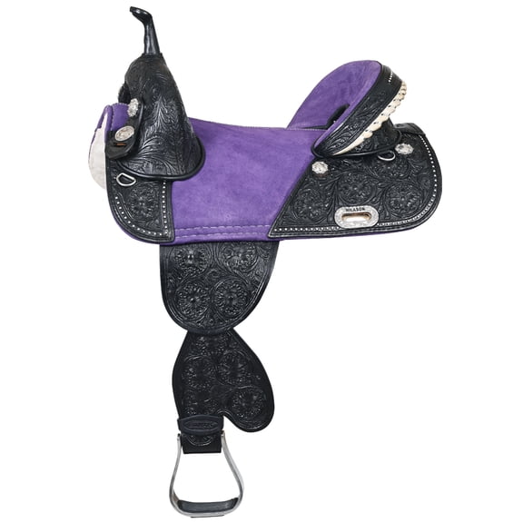 HILASON Western Horse Trail Barrel Racing American Leather Saddle | Treeless for Horses