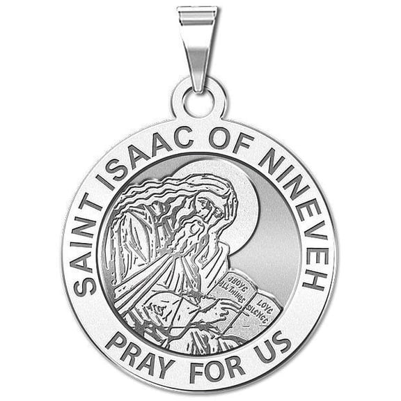 Saint Isaac of Nineveh Religious Medal - 1 inch Size of a Quarter -Sterling Silver