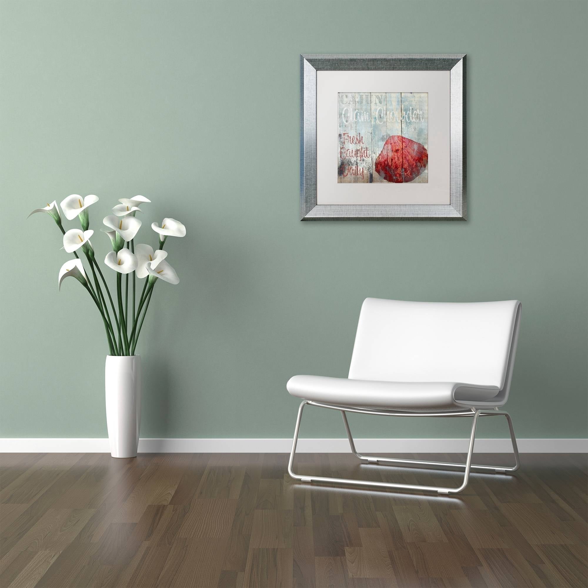 Trademark Fine Art "New Orleans Seafood IV" Canvas Art by Color Bakery White Matte, Silver Frame