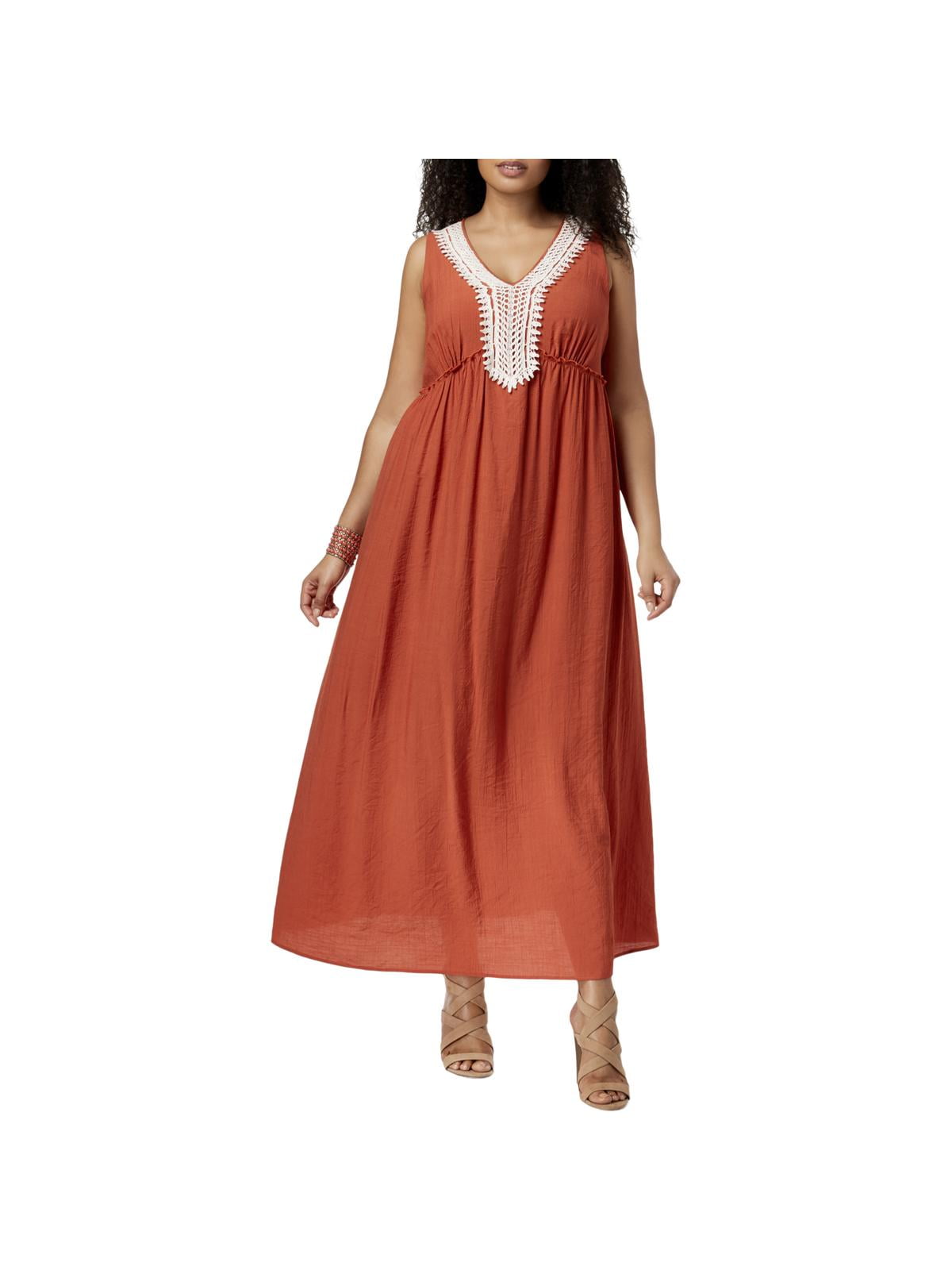 NY Collection NY Collection Womens Plus Crochet Trim Maxi Maxi Dress