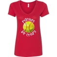 thumbnail image 3 of Inktastic Pitches Be Crazy Softball Humor Women's V-Neck T-Shirt, 3 of 5