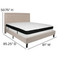 thumbnail image 4 of Flash Furniture Roxbury King Size Tufted Upholstered Platform Bed in Beige Fabric with Memory Foam Mattress, 4 of 5