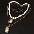 thumbnail image 4 of K-KED 19'' White Cultured Rice Pearl Chain Necklace White Keshi Pearl Pendant, 4 of 5
