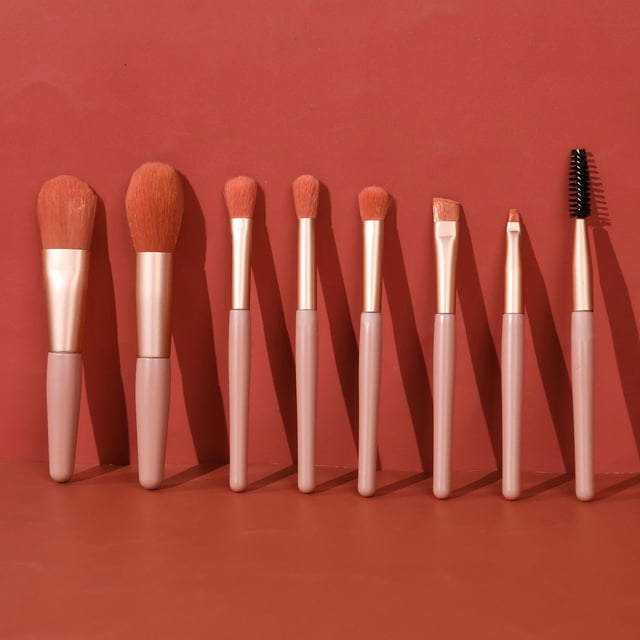 WREESH Makeup Brush Set Full Set Of 8 Mini Brushes With Wooden Handle Soft Bristles