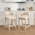 thumbnail image 2 of Zesthouse 26.2″ Counter Height Wooden Bar Stools Set of 2, Linen Upholstered Barstools with Curved Backs, Thick Cushion, Yellow Greenish Finish Wood Legs, Modern Bar Chairs for Kitchen Island, Beige, 2 of 12
