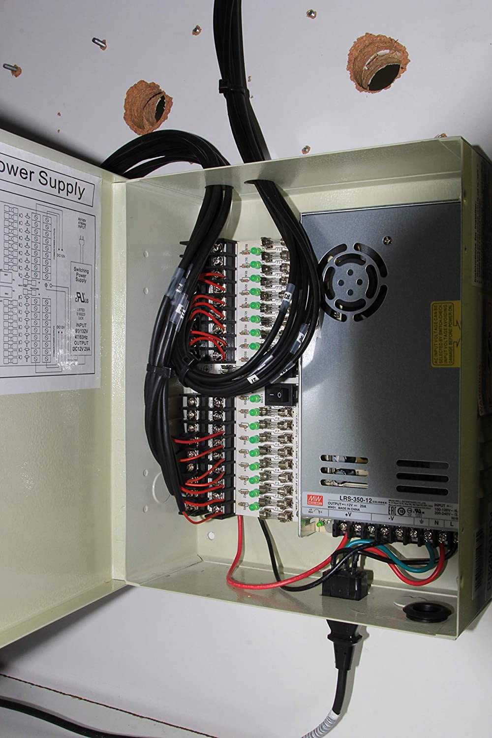 InstallerCCTV 9 Outputs 12 Amp 12V DC CCTV Distributed Power Supply Box for Security Camera, UL Listed