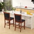 thumbnail image 2 of Gymax Upholstered Counter Stool Set of 2 w/ Solid Rubber Wood Frame Ergonomic Backrest, 2 of 8